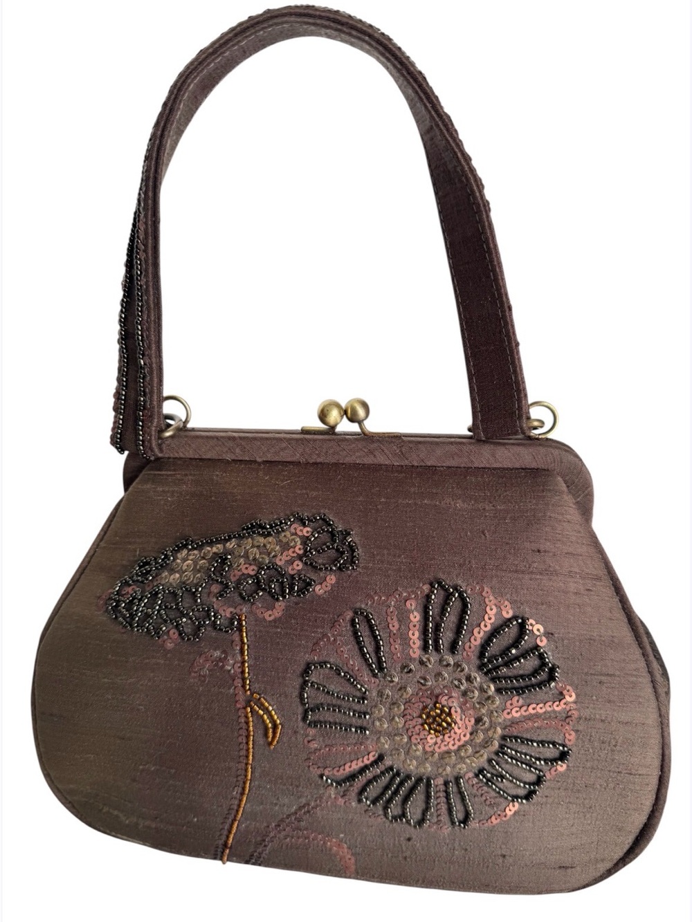 Talbots Silk Embellished Kisslock Handbag - Picture 5 of 16